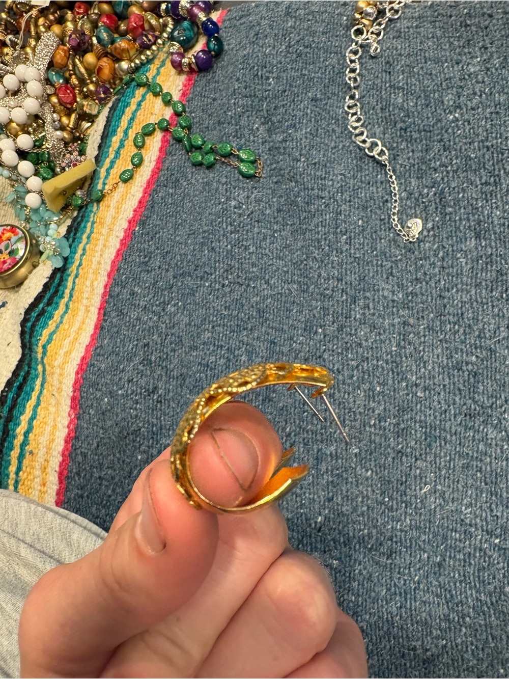 Ornate Gold Clip-On Earrings - Picture 2 of 3
